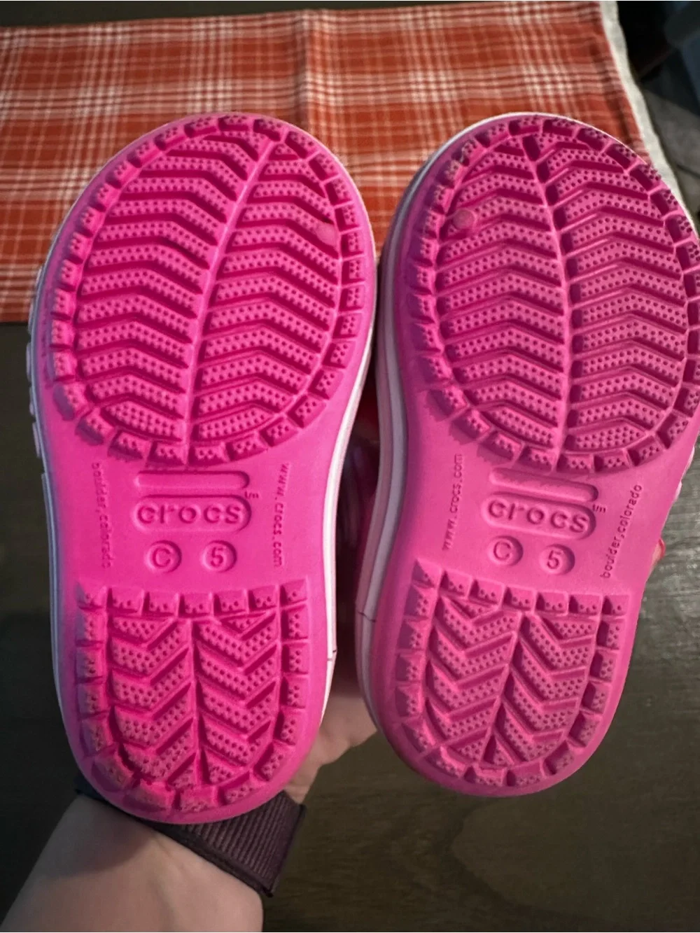 CROCS Kids Pink Sandals with White Adjustable Heel Strap